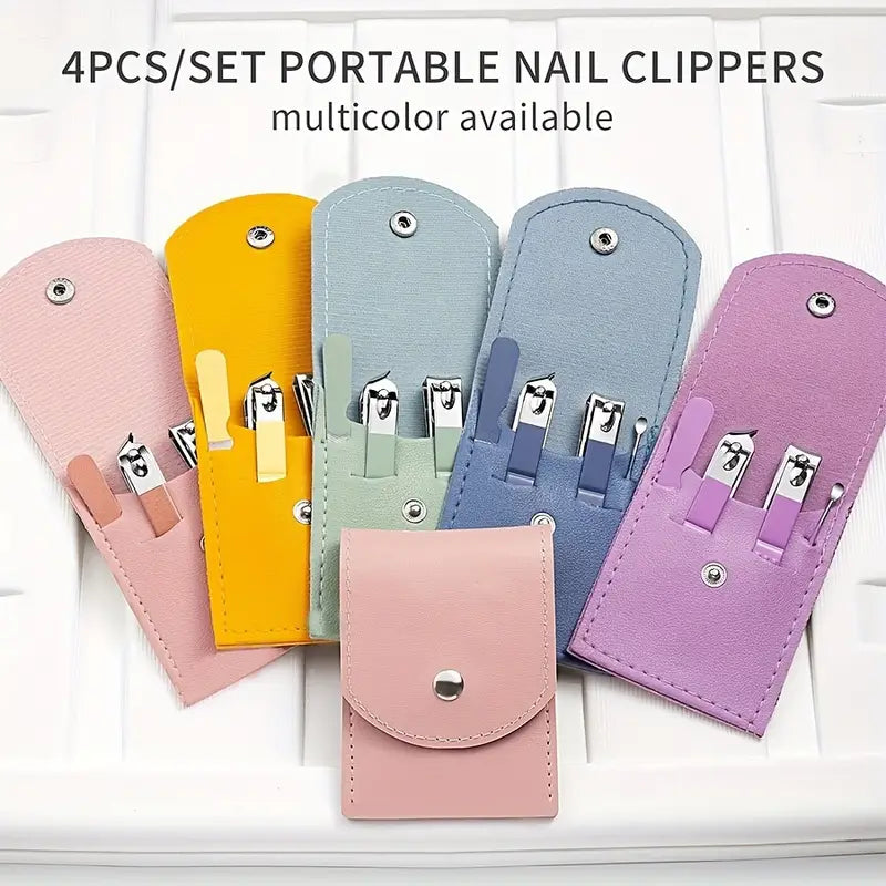 4-in-1 Professional Manicure Set – Stainless Steel Nail Care Kit with Nail Clippers, Nail File &amp; Dead Skin Fork (Random Color)