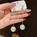 AWJ-157 Elegant Pearl Hanging Korean Earrings – Stylish, Lightweight & Trendy Fashion Jewelry for Women
