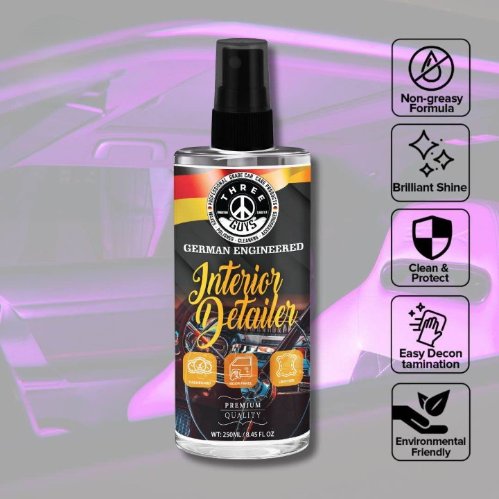 Interior Detailer (Premium Quality) Clean. Refresh. Protect. – All in One Spray | THREE GUYS – German Engineered – 250ml