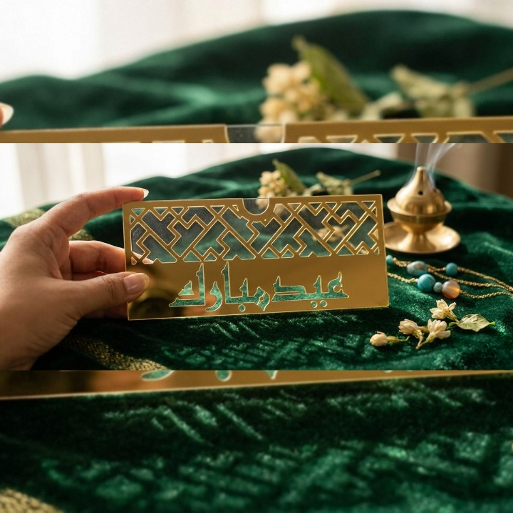 Acrylic Eid Mubarak Eidi Envelope / Eidi Box for Cash Gifts – Premium Festive Money Holder (Random Design)
