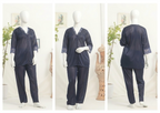 Women’s Luxury Silk Satin Pajama Set with Elegant Lace Trim SKU  R-010  Free Size
