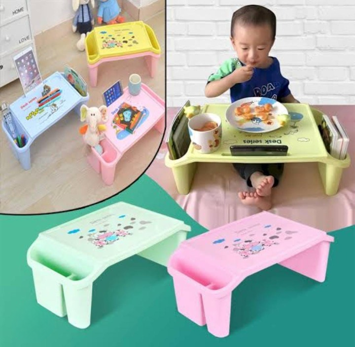 Kids Portable Study Table – Multifunctional Plastic Desk with Side Storage (Random Color)