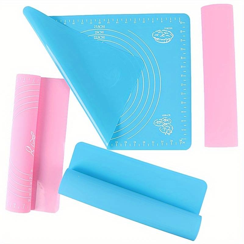 Silicone Baking Roti Mat With Measurements Heat Resistant | Non Stick Flour Rolling Mat | Baking Kneading Dough Pad - Big Size (Random Color)