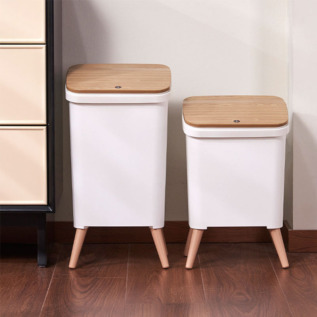 Royal Wooden Trash Bin with Lid | Minimalist Dustbin for Kitchen, Bedroom & Office