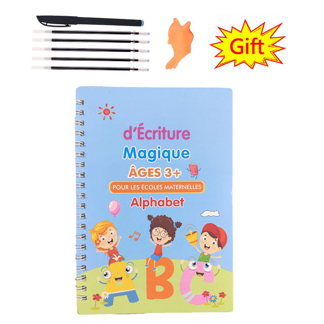 Pack Of 4 Pcs With 10 Refill Copybooks Pen Magic Copy Book Free Wiping Children's Kid Writing Sticker Practice Copybook For Calligraphy