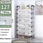 Multi Layer Dustproof Shoe Rack Organizer With Cover Foldable Plastic Shoe Storage Cabinet Durable Quality