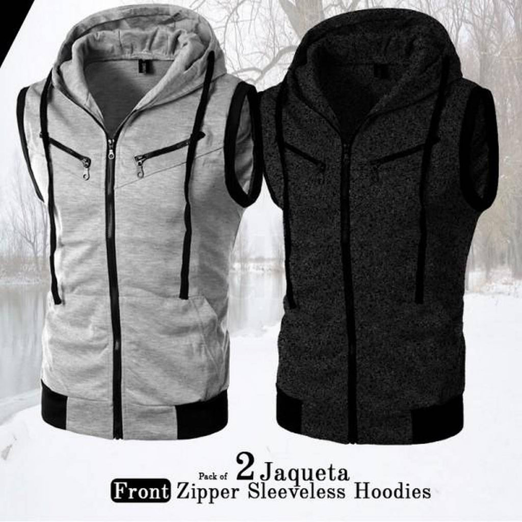 Pack of 2 Jaqueta Front Zipper Sleeveless Hoodies | 2 Pieces | New Jet Collection Upper
