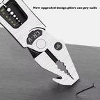 Heavy Duty 9 In 1 Multi Function Pliers Nail Pry Wire Stripper Cutter CR V Steel Professional Tool
