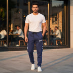 Super Dry Men’s Panel Trousers | Premium French Terry Fabric Joggers | Stylish Contrast Panel Slim-Fit Sweatpants for Gym & Casual Wear