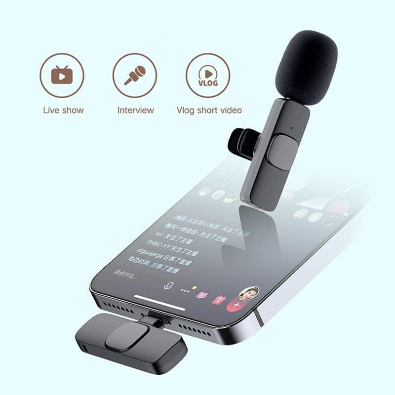 WIRELESS MIC K9 Single Microphone Mic Plug & Play USB Type C Plug Wireless Lavalier Microphone