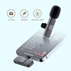 WIRELESS MIC K9 Single Microphone Mic Plug & Play USB Type C Plug Wireless Lavalier Microphone