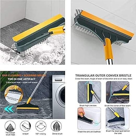 2 in 1 Floor Cleaning Brush Bathroom Tile Windows Floor Cleaning Brush with 120° Rotatable Head - Multipurpose Bathroom Floor Cleaning Brush - Floor Brush Scrubber - Without Box | Floor Cleaning Brush