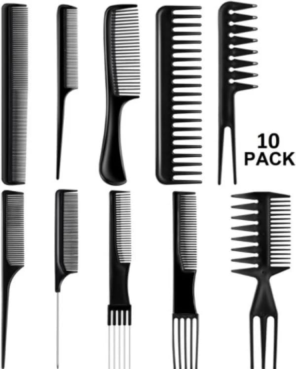 (10 Pcs) Multipurpose Salon Hair Styling Hairdressing hairdresser Barber Combs Professional Comb Kit