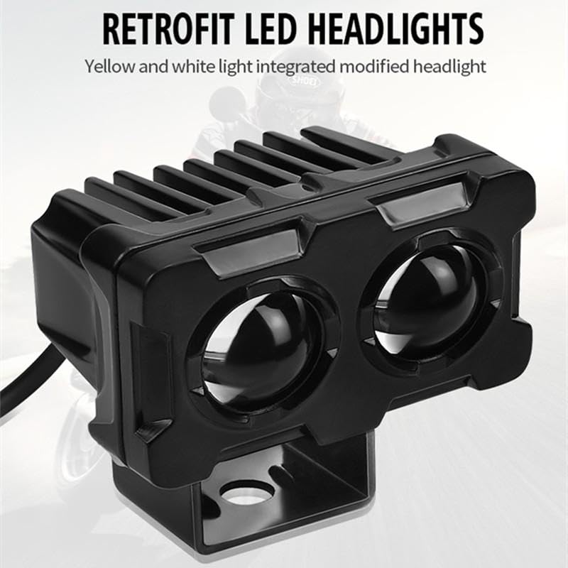 Motorcycle Robot Dual Colour LED Work &amp; Driving Lights – 5000K–6500K Two-Color External Headlights / Fog Lamp