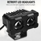 Motorcycle Robot Dual Colour LED Work &amp; Driving Lights – 5000K–6500K Two-Color External Headlights / Fog Lamp