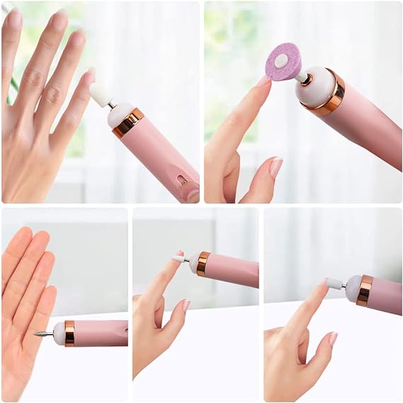 5 IN 1 Professional Manicure Nail | Salon Nail Finishing Touch | Nail Grinding, Burnishing Machine | Full Manicure and Pedicure Tool - Random Color