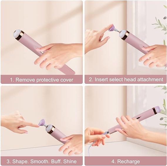 5 IN 1 Professional Manicure Nail | Salon Nail Finishing Touch | Nail Grinding, Burnishing Machine | Full Manicure and Pedicure Tool - Random Color