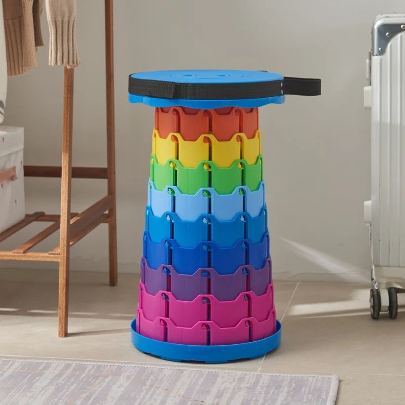 Portable Telescopic Stool Lightweight Collapsible Folding Seat For Camping Fishing Hiking And Outdoor Activities With Adjustable Height (Random Color)