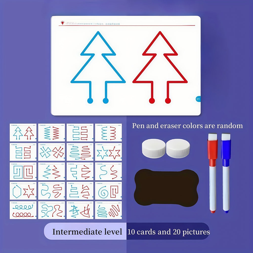 2-in-1 Brain Development Training Kit – Reusable Finger Maze & Pen Control Workbook for Kids & Adults (20 Training Pictures)