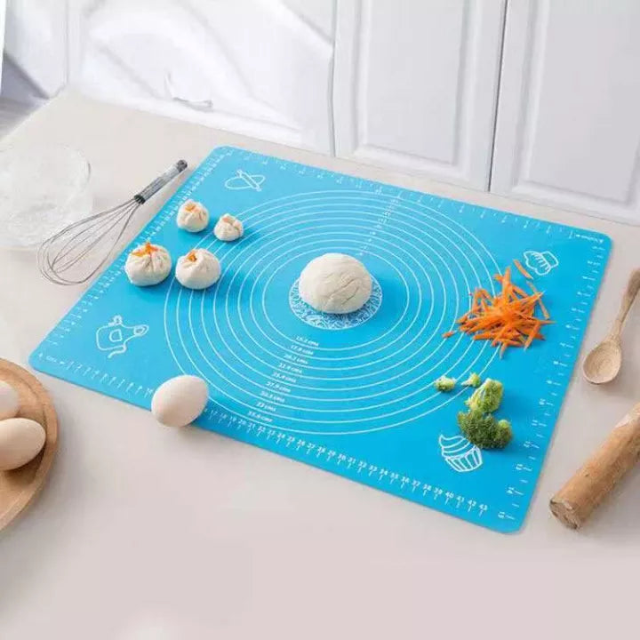 Silicone Baking Roti Mat With Measurements Heat Resistant | Non Stick Flour Rolling Mat | Baking Kneading Dough Pad - Big Size (Random Color)