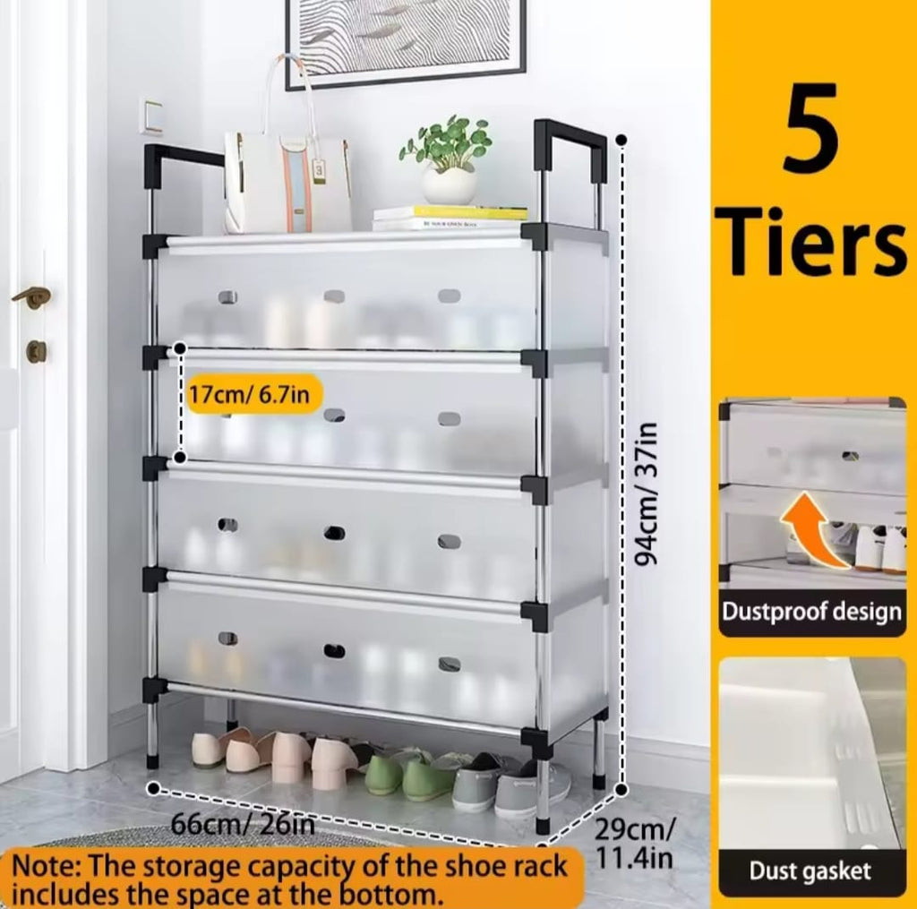 Multi Layer Dustproof Shoe Rack Organizer With Cover Foldable Plastic Shoe Storage Cabinet Durable Quality
