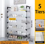 Multi Layer Dustproof Shoe Rack Organizer With Cover Foldable Plastic Shoe Storage Cabinet Durable Quality