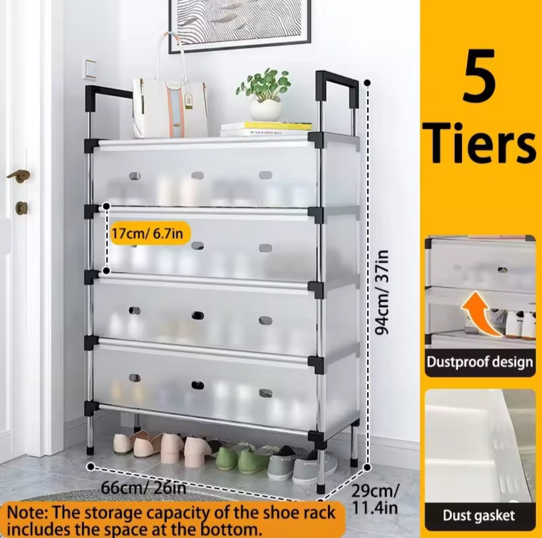 Multi Layer Dustproof Shoe Rack Organizer With Cover Foldable Plastic Shoe Storage Cabinet Durable Quality