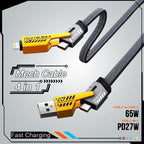 4 In 1 Data Cable – USB-C & Lightning Connectors, Braided Durable Design, Fast Charging (Without Box)