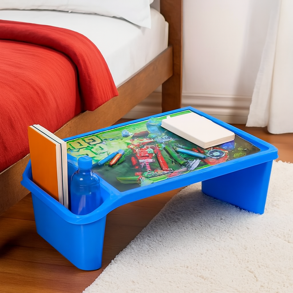 Kids Portable Study Table – Multifunctional Plastic Desk with Side Storage (Random Color)