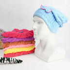 Soft Microfiber Flower Cap Towel for Women – Quick Dry Hair Wrap with Cute Bow Design, Super Absorbent Shower & Bath Turban for Smooth, Frizz-Free Hair (Random Color)