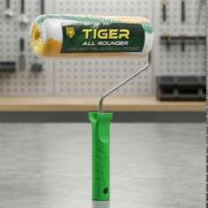 Tiger All-Rounder 9-Inch Professional Paint Roller – Multi-Purpose Wall Painting Tool with Ergonomic Green Handle – High-Absorbency 9" Roller for Smooth & Textured Walls