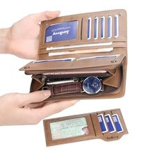 Balebaily Long Zipper Wallet for Men & Women PU Leather Wallet with 15 Card Slots Phone Pocket and Photo Window