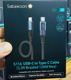 120W Digital Display Fast Charging Cable – Full Original High Speed Braided Charging & Data Cable