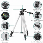 Professional Tripod Camera and mobile Stand with Cover Adjustable Aluminium Lightweight Camera Stand Tripod