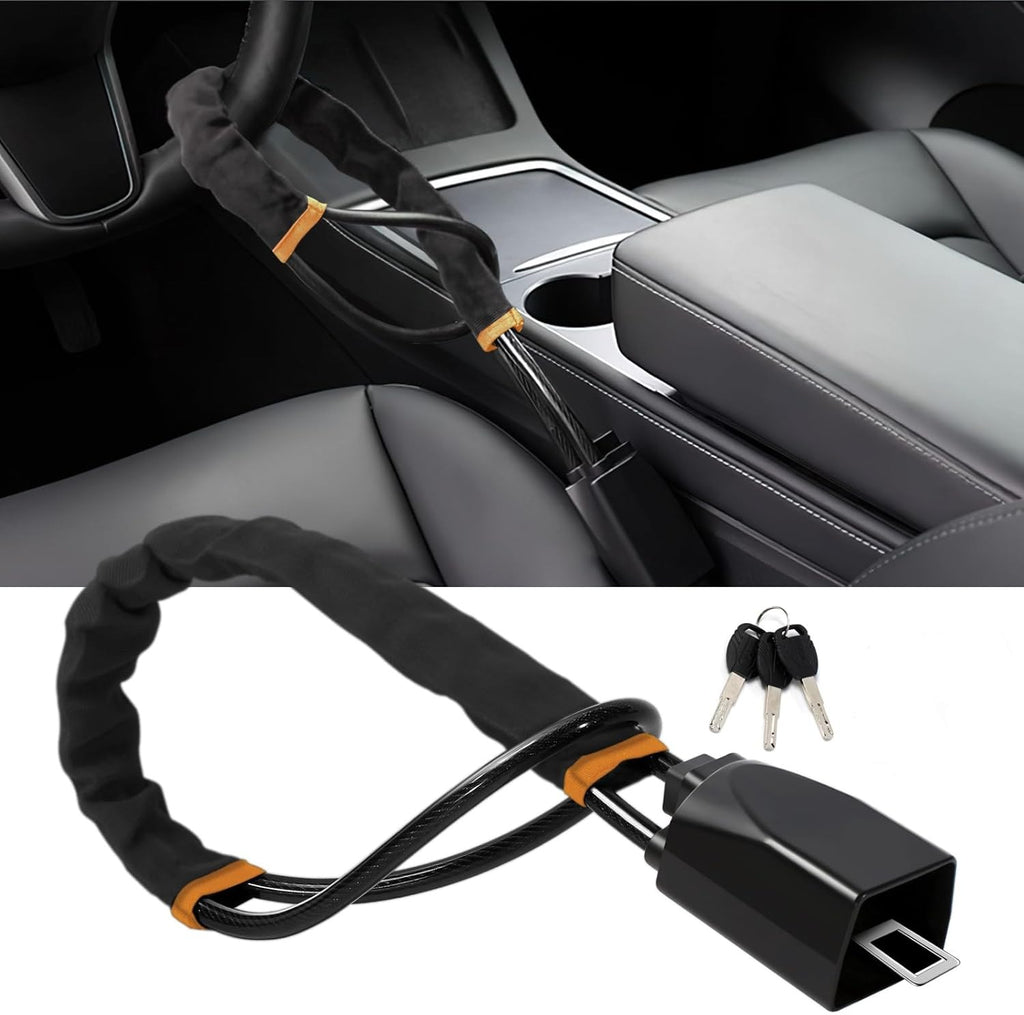 Car Steering Lock with Seat Belt Buckles Anti Theft Protection Device with three keys