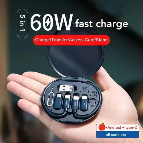 ( 5 in 1 ) Data Cable Set All Solutions in One | Data Cable Set 60w Fast Charging - Random Color