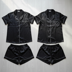 Couple Night Dress Silk Pajama Set – Short Sleeve Shirt & Shorts (4 Pcs) | SKU DC-C014