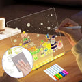 LED Light-Up Writing Board With 7 Marker – 15×15 cm Acrylic Message Pad with Stand | Colorful DIY Notes & Erasable Neon Pens