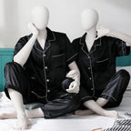 Couple Matching Pajama Set – Short Sleeve Top & Long Pants | SKU DC-C002 ~ (4Pcs)