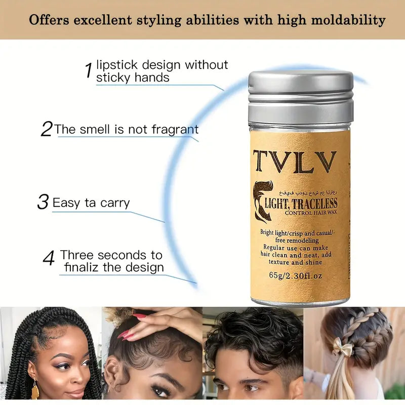 TVLV Hair Wax Stick Broken Hair Finishing Styling Stick for Broken Hair, Wigs, Edge Control - Styling Wax for Fly Away &amp; Edge Frizz Hair