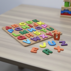 Wooden ABC Alphabet & Shape Puzzle Board For Kids | Colorful Learning Letters Educational Toy