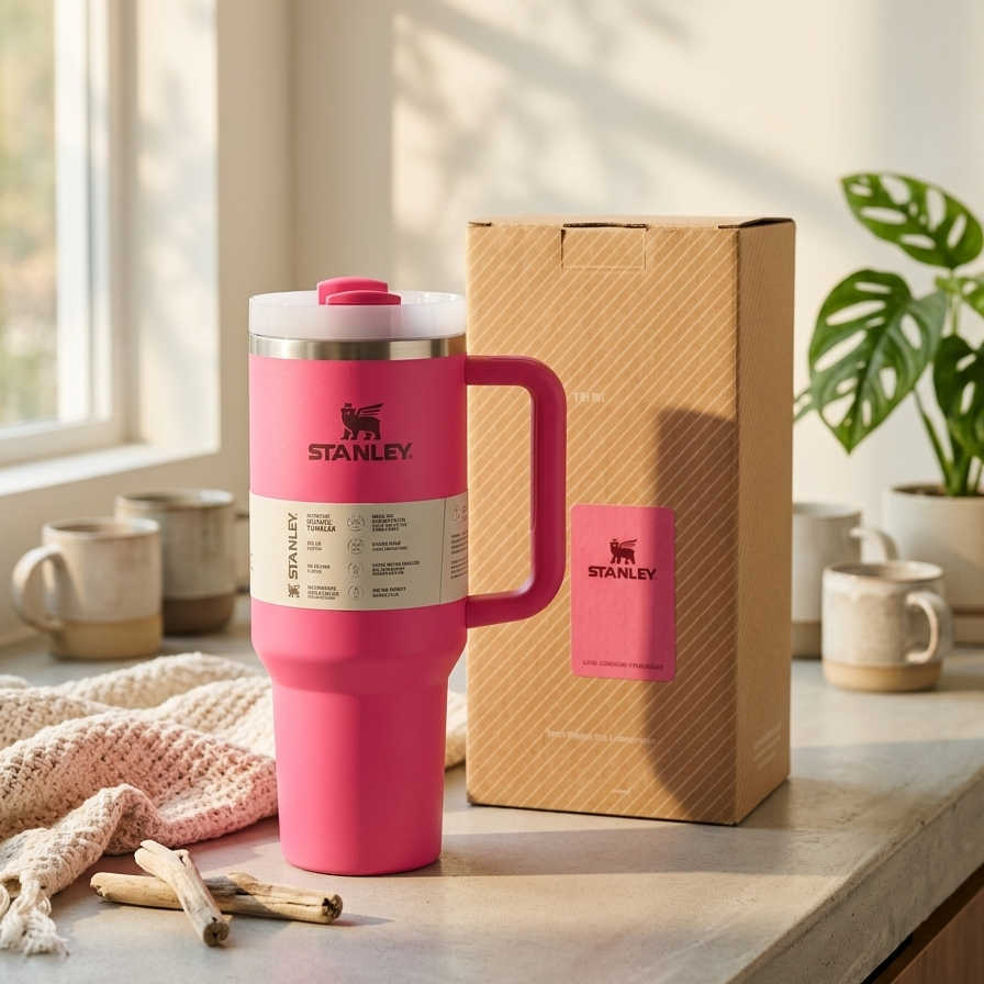 Stanley 40 Oz | (1200ML) Stainless Steel Vacuum Insulated Tumbler With Straw Leak Proof Quencher Cup For Hot And Cold Beverages - With Box
