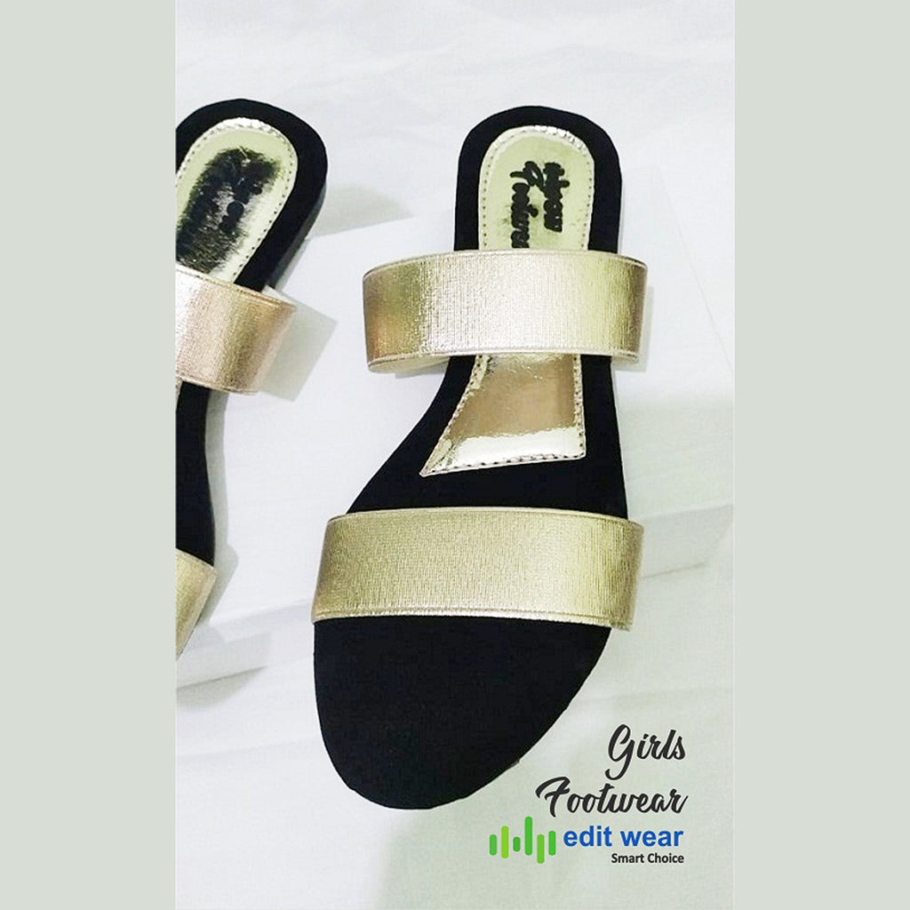 Ladies Casual & Party Wear Flat Slippers – Stylish Elastic Work Design | Comfortable Indoor & Outdoor Sandals for Women