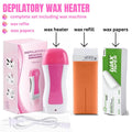 Depilatory Wax Heater Kit 3in1 | Roll-on Hair Removal Kit With Heater, Wax Refill & Strips | Roll On Wax Heater Kit 3-in-1