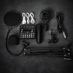V10 BM-800 Podcast Condenser Microphone Set with Live Sound Card & Adjustable Scissor Arm Stand