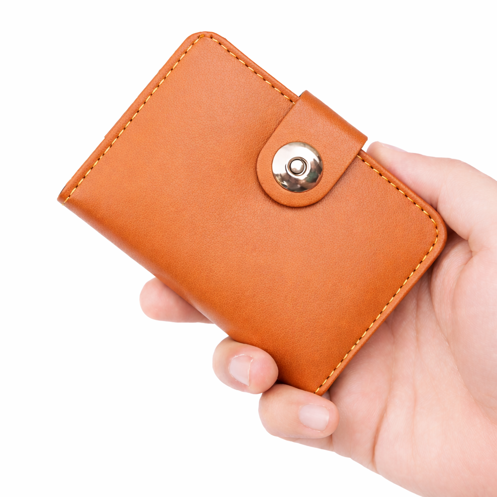 Magnetic Button Card Wallet for Men & Women – Mini Wallet with Snap Closure, Card Holder, Cash Pocket