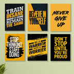 set of 6 Motivational wooden canvas frames for wall decore / sticky phototiles