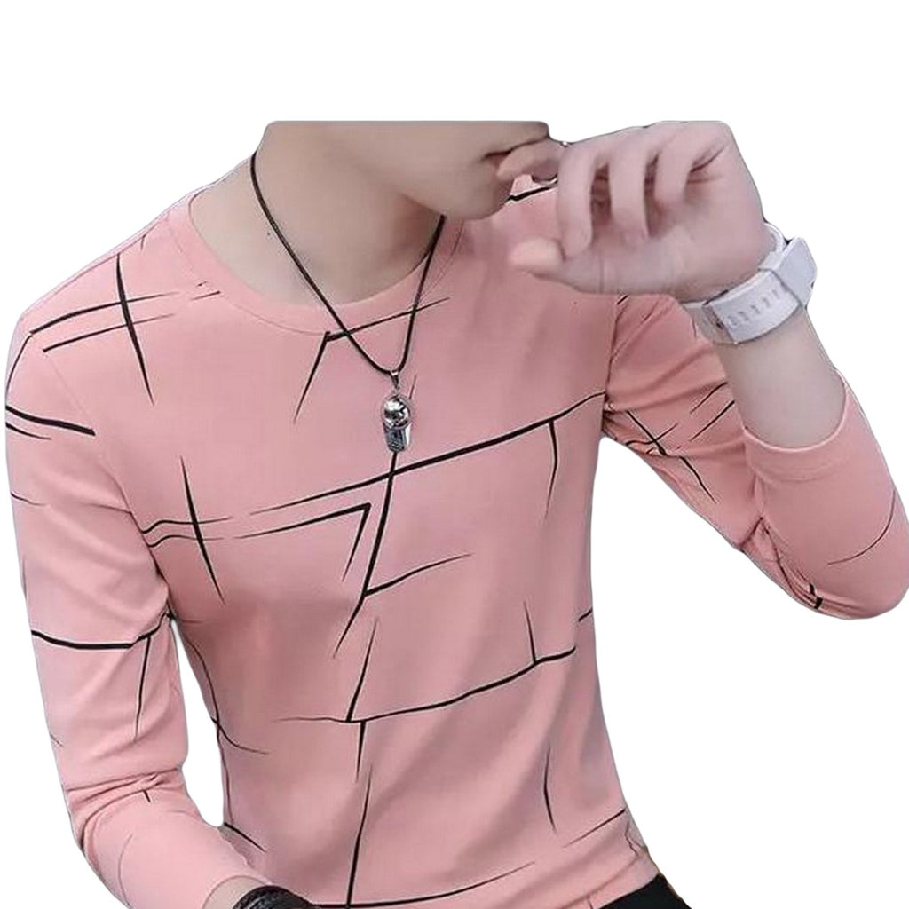 Fancy Cotton Jersey Full Sleeves T Shirt For Men | Best Quality Full Sleeves T Shirt For Men | T Shirt For Boys - Pink T-Shirt with Black Print