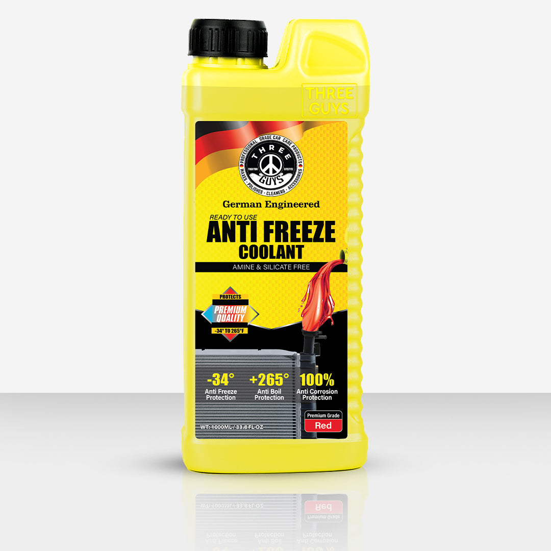 THREE GUYS Antifreeze Coolant Red – Long Life OAT Radiator Coolant | Ready-to-Use Engine Coolant | Rust & Overheat Protection for Modern Cars & SUVs (1000) ML