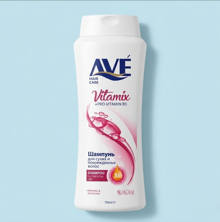 AVE Shampoo 750ml – Made in Iran with Multivitamin Extract for Strong and Healthy Hair
